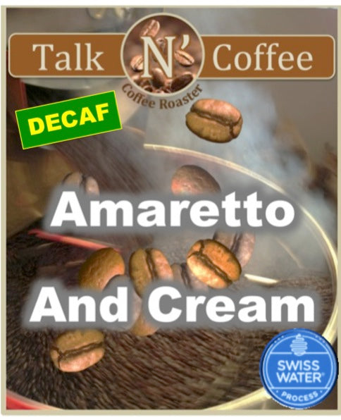 Decaf SWISS WATER Amaretto and Cream Flavored Coffee Talk N' Coffee